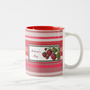 Personalised Strawberry Red Stripe Two-Tone Coffee Mug