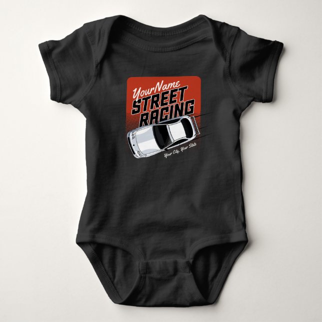 Personalised Street Racing Race Car Motorsport  Baby Bodysuit (Front)