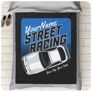 Personalised Street Racing Race Car Motorsport   Fleece Blanket