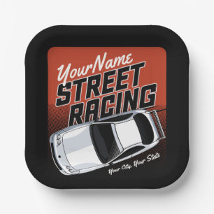 Personalised Street Racing Race Car Motorsport Paper Plate