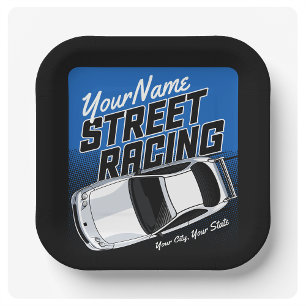 Personalised Street Racing Race Car Motorsport Paper Plate