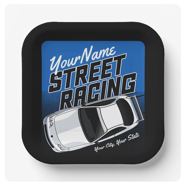 Personalised Street Racing Race Car Motorsport Paper Plate (Creator Uploaded)