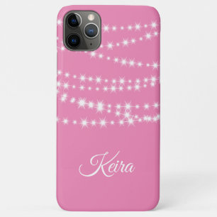 Personalised String Lights on pink iPhone Case
