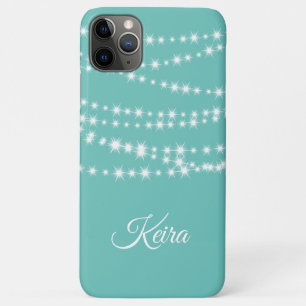 Personalised String Lights on turquoise Case-Mate iPhone Case