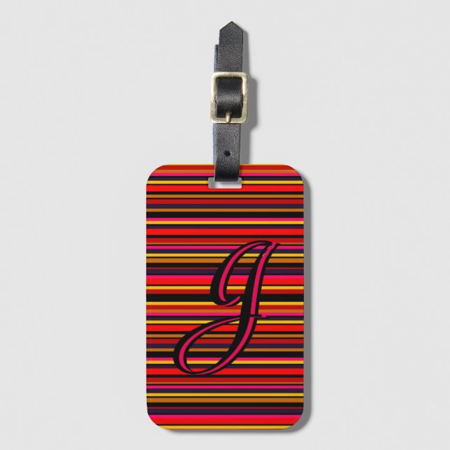 Personalised Stripe Luggage Tag (Front Vertical)