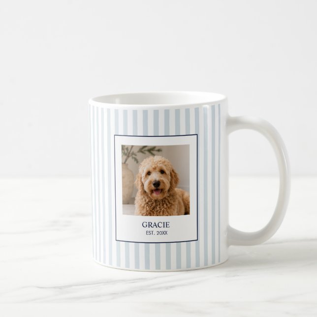 Personalised Stripe Pet Name Photo Coffee Mug (Right)