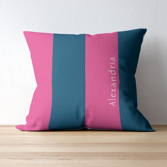 Personalised Stripe Pink Blue Cushion (Creator Uploaded)