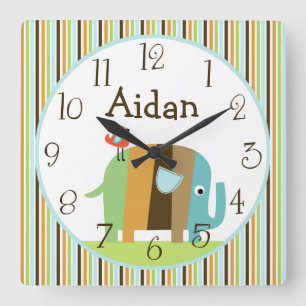 Personalised Striped African Elephant Clock