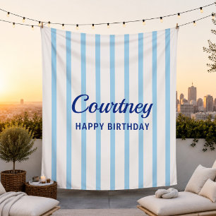 Personalised Striped Baby Birthday Decor Newborn Tapestry