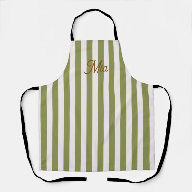 Personalised Striped Custom Name Apron (Front)