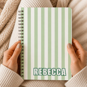 Personalised Striped Custom Name Preppy Gift Girls Notebook