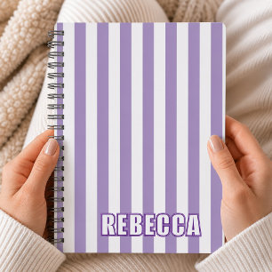 Personalised Striped Custom Name Preppy Gift Girls Notebook