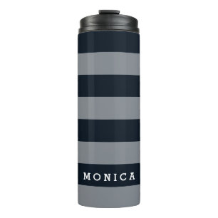 Personalised    Striped dark blue Thermal Tumbler