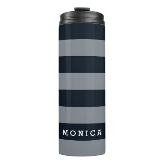 Personalised |  Striped dark blue Thermal Tumbler