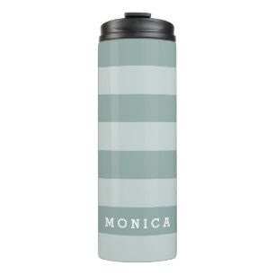 Personalised    Striped dusty blue Thermal Tumbler