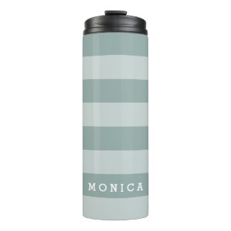 Personalised |  Striped dusty blue Thermal Tumbler