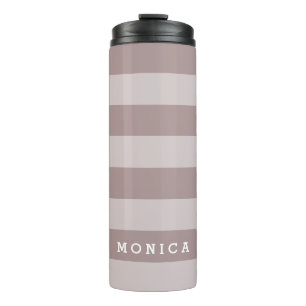 Personalised Striped dusty plum Thermal Tumbler