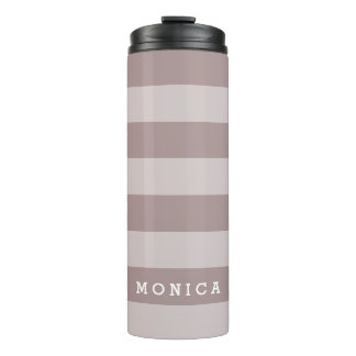 Personalised |  Striped dusty plum Thermal Tumbler