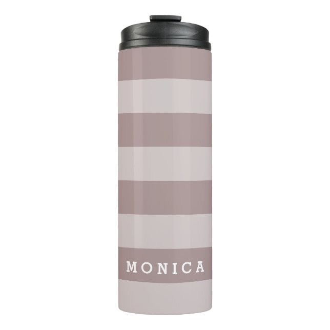 Personalised |  Striped dusty plum Thermal Tumbler (Front)