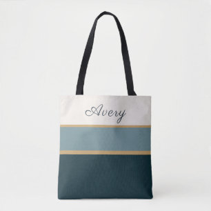 Personalised Striped Name Tote–Clean Premium Style Tote Bag