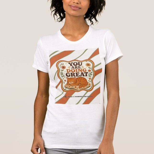 Personalised Striped Orange Cat High School Shirt (Front)
