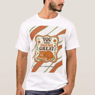 Personalised Striped Orange Cat Middle School Shir T-Shirt