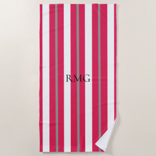 Personalised Striped Red Beach Towel