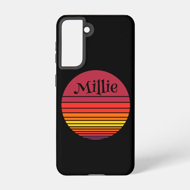 Personalised Striped Retro Sunset    Samsung Galaxy S21 Case (Back)
