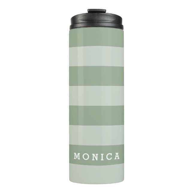 Personalised |  Striped Sage Thermal Tumbler (Front)