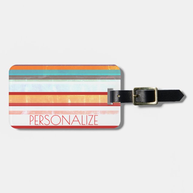Personalised Stripes Luggage Tag (Front Horizontal)