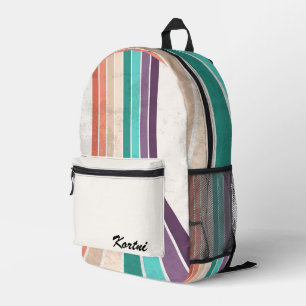 Personalised Stripes Printed Backpack