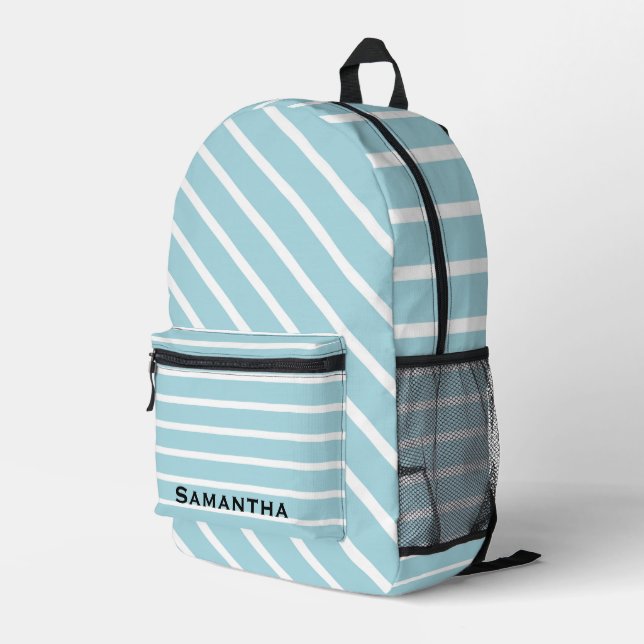 Personalised Stripes Printed Backpack (Back Corner Right)