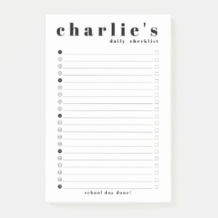 Personalised Student Checklist Post-it Notes