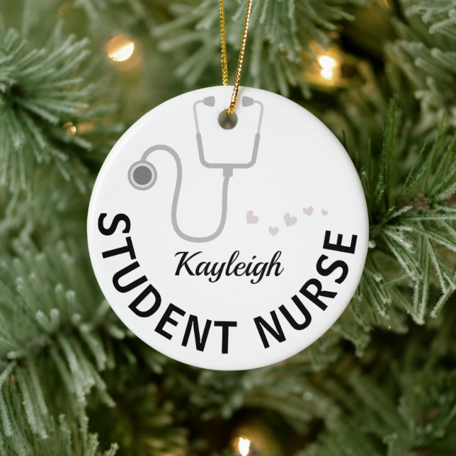 Personalised Student Nurse- stethoscope Ceramic Tree Decoration (Tree)