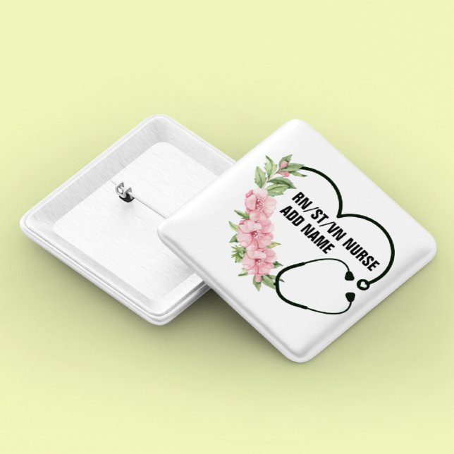 Personalised Student-Registered-Veteran Nurse Name 15 Cm Square Badge (Creator Uploaded)