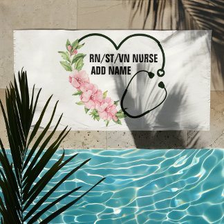 Personalised Student-Registered-Veteran Nurse Name Beach Towel