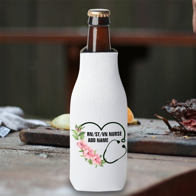 Personalised Student-Registered-Veteran Nurse Name Bottle Cooler (Creator Uploaded)