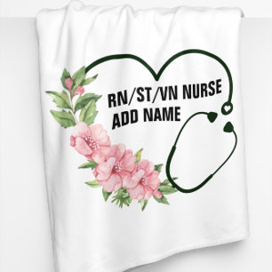 Personalised Student-Registered-Veteran Nurse Name Fleece Blanket