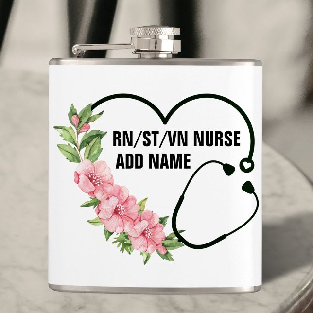 Personalised Student-Registered-Veteran Nurse Name Hip Flask (Creator Uploaded)