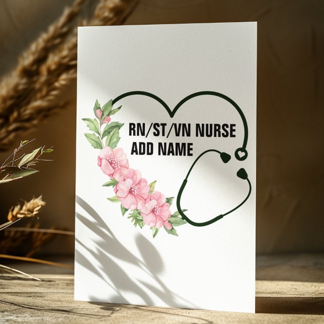 Personalised Student-Registered-Veteran Nurse Name Holiday Card (Creator Uploaded)