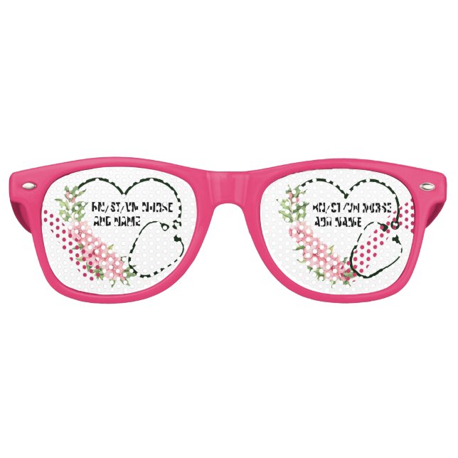 Personalised Student-Registered-Veteran Nurse Name Retro Sunglasses (Front)