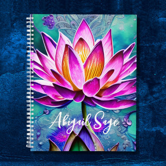 Personalised Stunning Pink Lotus Flower Portrait Planner