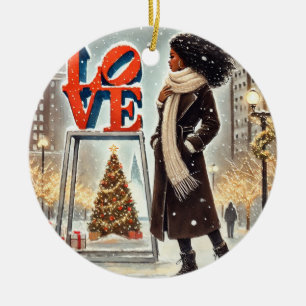 Personalised Stylish Black Woman at LOVE Philly Ceramic Tree Decoration