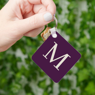 Personalised Stylish Dark Purpule Monogrammed  Key Ring