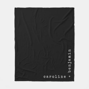 Personalised Stylish Minimalist Couples Name Black Fleece Blanket