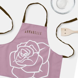 Personalised Stylish Modern Floral Pink Rose Kids Apron
