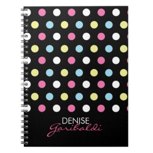 Personalised Stylish Modern Neon Polka Dots Spiral Notebook