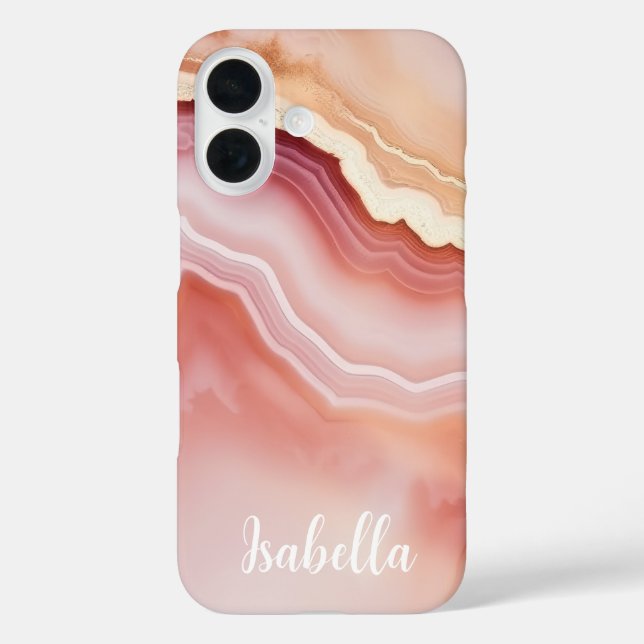 Personalised Stylish Pink Gold Agate Marble Case-Mate iPhone Case (Back)