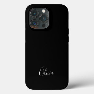 Personalised stylish script name monogram black iPhone 13 pro case