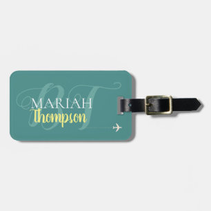 personalised & stylish teal colour luggage tag
